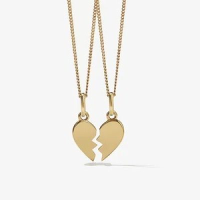 Gold Broken Heart Couple Necklace