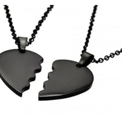 Black Broken Heart Necklace