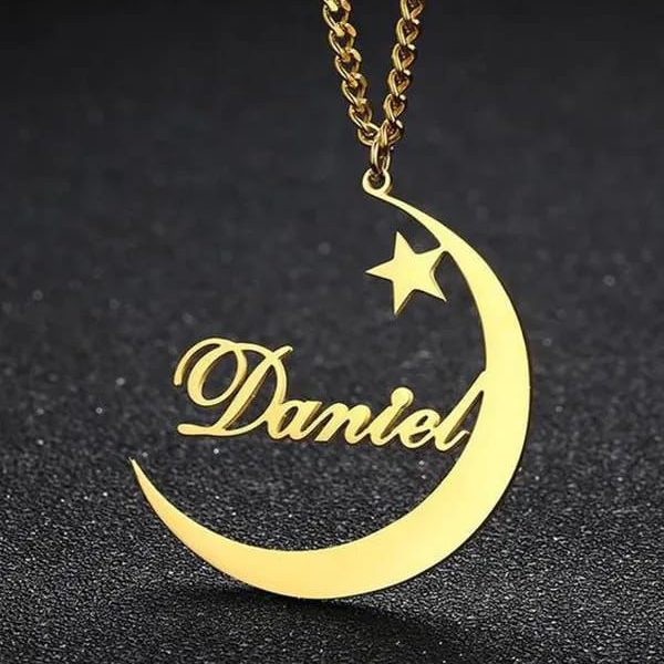 Personalized Moon & Star Necklace