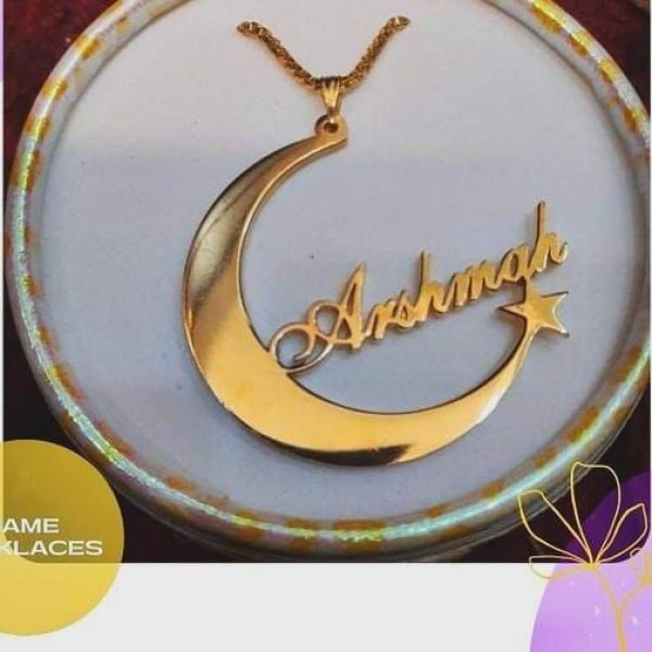 Custom Moon & Star Name Necklace