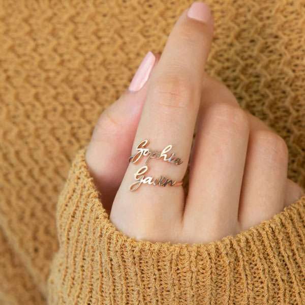 Personalized Double Name Ring