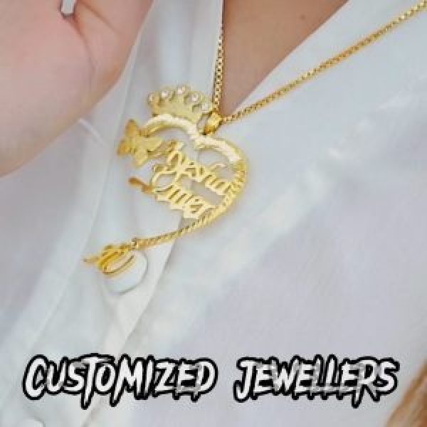 Royal Heart Crown Name Necklace